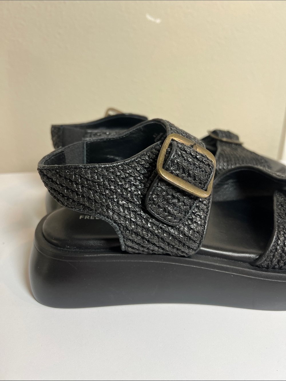 Free People Black Woven Buckle Sandals Size 8.5 - Picture 4 of 6